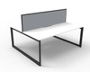 Rapidline Deluxe Infinity Back to Back 2 Person Workstation Loop Leg 1800 x 750mm with Screen Natural White / Black Satin