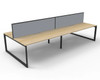 Rapidline #D-ILLDWS4P1275 NO/BL Deluxe Rapid Infinity 4 Person Double Sided Workstation - with Screen Natural Oak/Black - Rapidline workstation, rapidline corner workstation, rapidline adjustable workstation | It's A Mega Thing