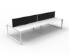 Rapidline Deluxe Infinity Back to Back 4 Person Workstation Loop Leg 1200 x 750mm with Screen Natural White / White Satin