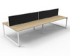 Rapidline Deluxe Infinity Back to Back 4 Person Workstation Loop Leg 1500 x 750mm with Screen Natural Oak / White Satin
