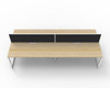 Rapidline Workstation Deluxe Infinity Back to Back 4 Person Loop Leg 1500 x 750mm with Screen Natural Oak / White Satin