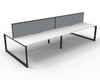 Rapidline Deluxe Infinity Back to Back 4 Person Workstation Loop Leg 1800 x 750mm with Screen Natural White / Black Satin