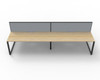 Rapidline 4 Person Deluxe Infinity Back to Back Workstation Loop Leg 1800 x 750mm with Screen Natural Oak / Black Satin