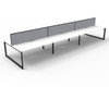 Rapidline Deluxe Infinity Back to Back 6 Person Workstation Loop Leg 1800 x 750mm with Screen Natural White / Black Satin