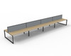 Rapidline Deluxe Infinity Back to Back 8 Person Workstation Loop Leg 1200 x 750mm with Screen Natural Oak / Black Satin