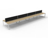 Rapidline Deluxe Infinity Back to Back 8 Person Workstation Loop Leg 1500 x 750mm with Screen Natural Oak / White Satin