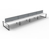 Rapidline Deluxe Infinity Back to Back 8 Person Workstation Loop Leg 1800 x 750mm with Screen Natural White / Black Satin