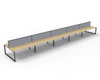 Rapidline Deluxe Infinity Back to Back 10 Person Workstation Loop Leg 1500 x 750mm with Screen Natural Oak / Black Satin