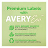 AveryEco sustainability badge highlighting recycled facestock and recycled packaging
