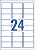 Label layout showing 24 address labels per A4 sheet for 64 mm x 33.8 mm size