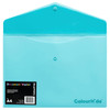 ColourHide PP Document Wallet with Button Closure A4 in Aqua 1002432J (Pack of 10) | Mega Office Supplies
