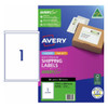 Avery 936085 premium shipping labels with AveryEco pack shot showing 1 label per sheet 199.6 x 289.1mm pack of 50