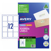 Avery 936116 premium address labels with AveryEco pack shot showing 12 labels per sheet 63.5 x 72mm pack of 50