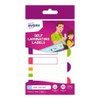 Avery 41501 self laminating labels pack showing assorted shapes with coloured borders and write cover stick message