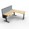 Rapidline Boost Plus Corner Workstation 1800 x 1800 x 750mm with Screen and Cable Tray Natural Oak / Black Satin