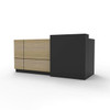 Rapidline Sempre Natural Oak / Black Reception Counter 2400 x 950mm