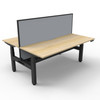Rapidline Boost Plus Back to Back Workstation 1500 x 750mm with Screen and Cable Tray Natural Oak / Black Satin