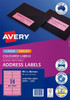 Avery L7205 - 5/Pack - 99.1 x 38.1 mm, Laser & Inkjet | 14UP - Pink Coloured Labels | Mega Office Supplies