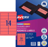 Avery Coral Coloured Labels - L7209 - 5/Pack - 99.1 x 38.1 mm, Laser & Inkjet | 14UP | Mega Office Supplies