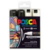 Posca PC-7M Paint Marker Pen Bullet Bold Black and White Wallet of 4