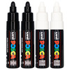 Posca PC-7M Paint Marker Pen Bold Black and White Bullet Wallet of 4