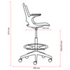Konfurb Grey Harmony Drafting Chair Everyday Model Black Base with Arms | Mega Office Supplies