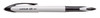 Uni-ball Air Micro pen in off-white pastel barrel with black clip, uncapped to reveal writing tip Uni-ball Air Micro pen in off-white pastel barrel with black clip, uncapped to reveal writing tip
