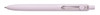 Uni-ball Zento retractable pen with lavender pastel barrel and silver spring-loaded clip, close-up view