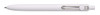 Uni-ball Zento retractable pen with snow white barrel and silver spring-loaded clip, close-up view