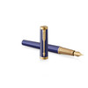 Parker Fine Nib Ingenuity Blue Lacquer Gold Trim Fountain Pen