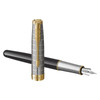 Parker Sonnet Premium Metal Black Lacquer and Gold Trim Fine Nib Fountain Pen