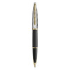 Waterman Carene Metal and Black Lacquer Gold Trim Fountain Pen 18K Gold Medium Nib