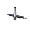 Waterman Expert Medium Nib Blue Lacquer Chrome Trim Fountain Pen