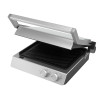 Nero Sandwich Press and Contact Grill with closed ceramic glass lid and brushed aluminium finish.