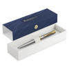 Waterman Impression Ballpoint Pen Gift Box Blue Ink Stainless Steel with Gold Trim Medium Tip