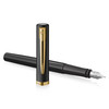 Waterman Impression Black with Gold Trim Fountain Pen Medium Nib Blue Ink Gift Box