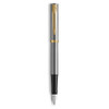 Waterman Impression Fountain Pen Stainless Steel with Gold Trim Medium Nib Blue Ink Gift Box