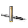 Waterman Impression Stainless Steel with Gold Trim Fountain Pen Medium Nib Blue Ink Gift Box