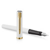 Waterman Impression White with Gold Trim Fountain Pen Medium Nib Blue Ink Gift Box
