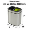Compass Stainless Steel Black Green Rectangular Recycling Bin 20L Pack of 4