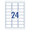 Label layout showing 24 labels per A4 sheet for 64 mm x 33.8 mm size