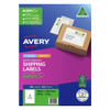 Avery premium shipping labels with AveryEco product pack front showing white matt labels suitable for laser and inkjet