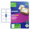 Avery 959037 premium shipping labels with AveryEco pack shot showing 8 labels per sheet 99.1 x 67.7mm pack of 100