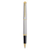 Waterman Hemisphere Stainless Steel Gold Trim Rollerball Pen Fine Tip