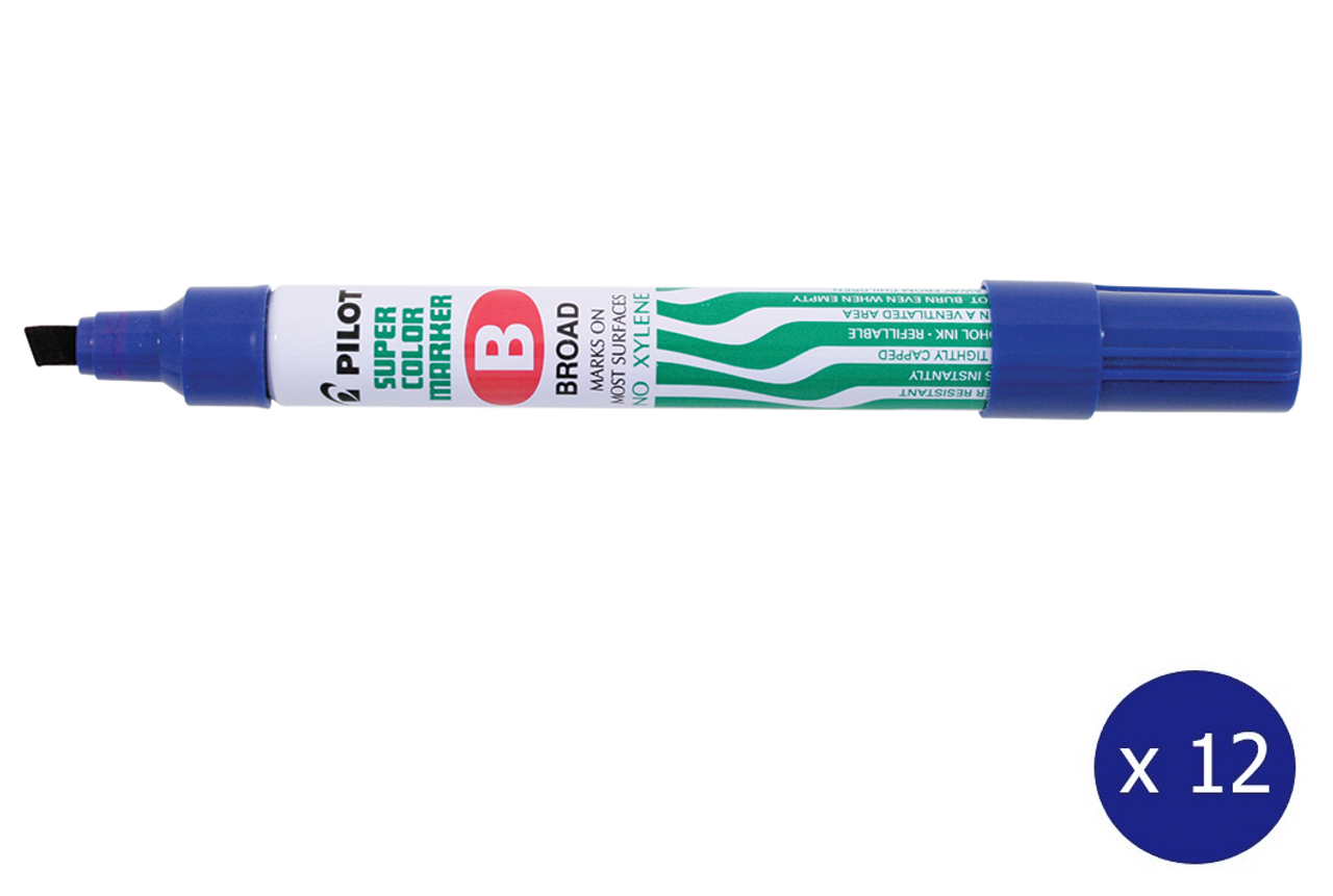 Broad Point Xylene-Free Pilot Super Color Permanent Markers Red Chisel Tip