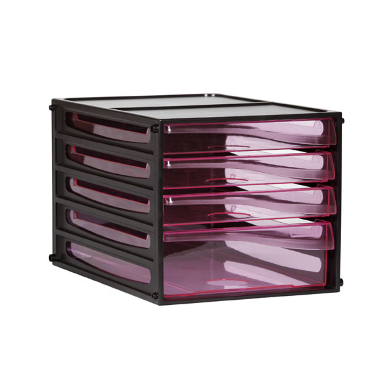 Esselte Desktop Filing Drawers Grey Frame 4 Red Drawers