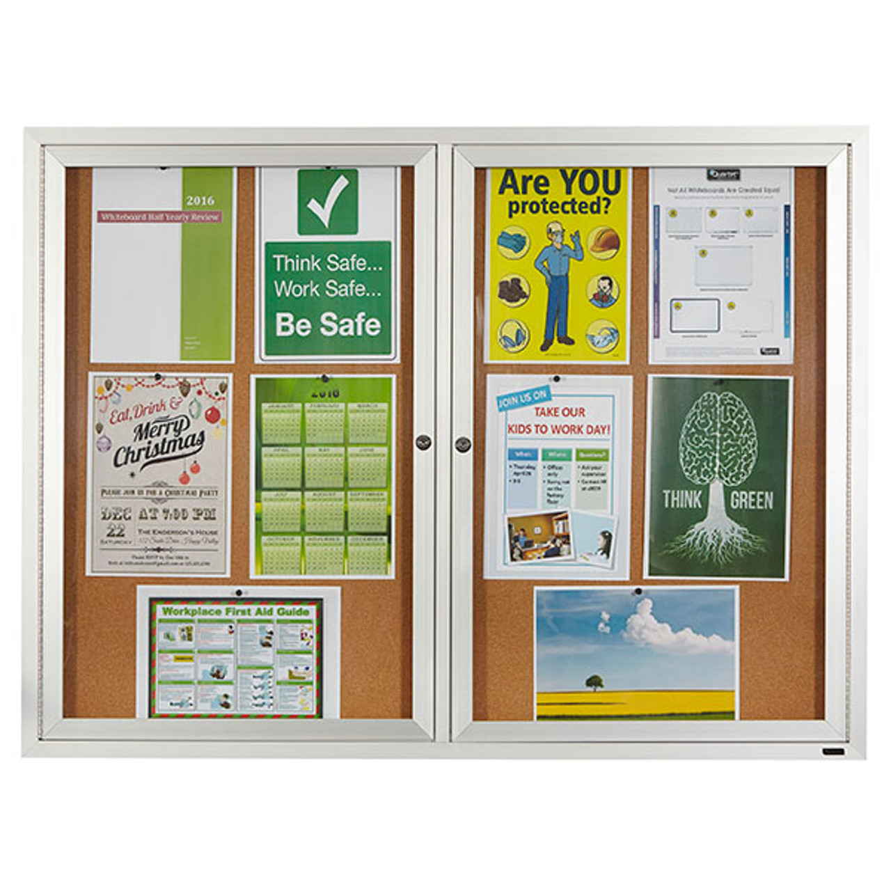 Quartet 2 Door Aluminium Frame Cork Board 1200x900mm