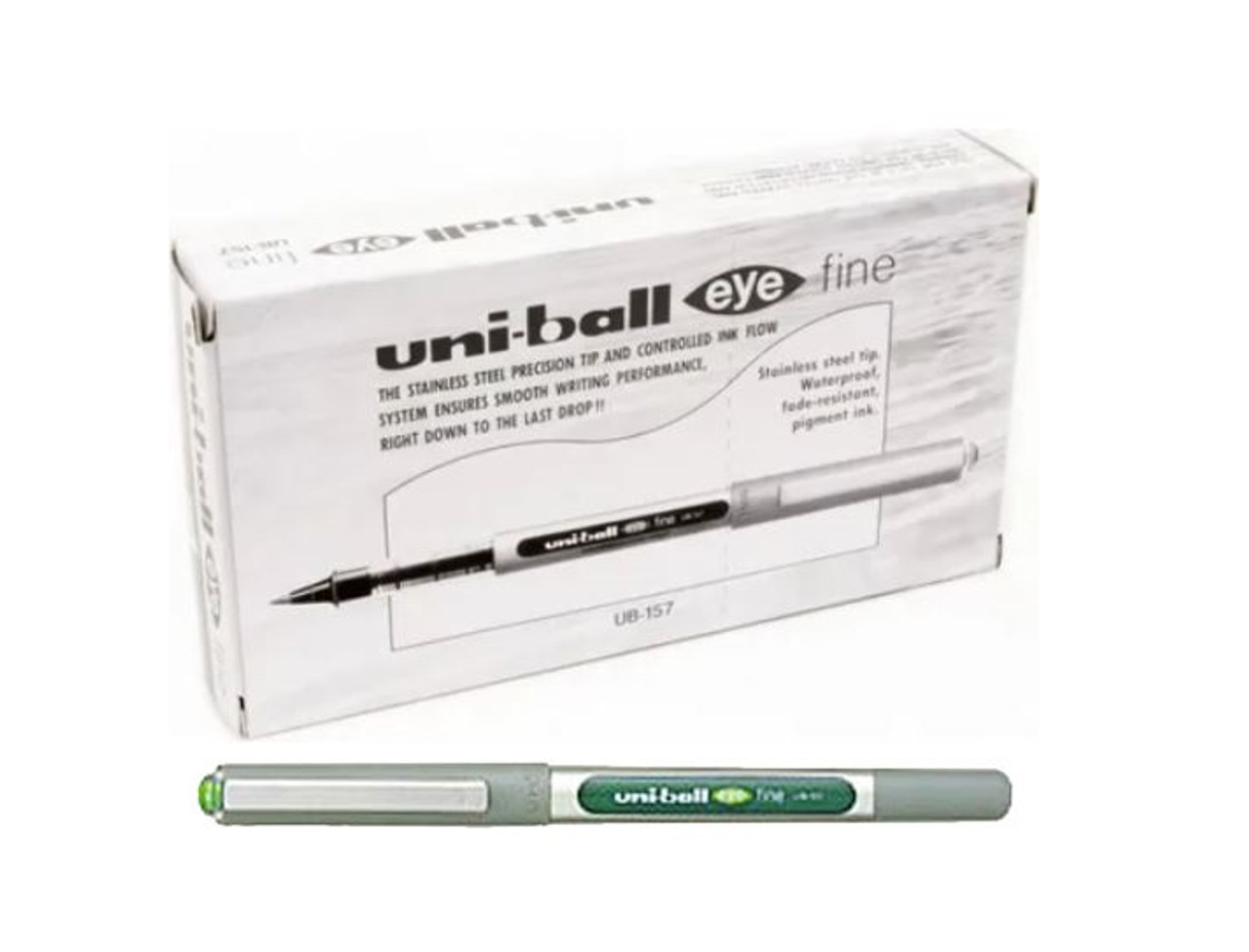 10 X UNI BALL EYE FINE UB-157 ROLLER BALL PEN 0.7mm BLACK AND BLUE MITSUBISHI