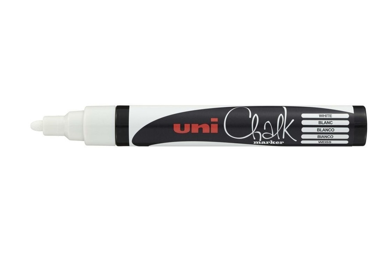 Uni Chalk Marker 4 black white boards glass window stays in rain 2.5 PWE-5M RED
