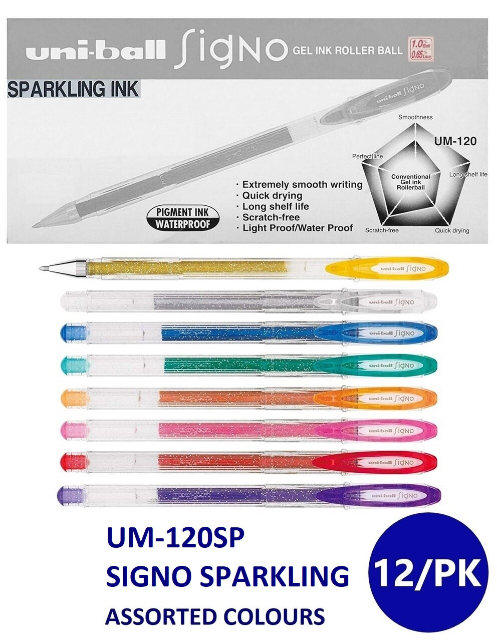 Uni-Ball UM-120SP Signo Sparkling Gel Rollerball Pen Sparkling Red